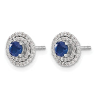 14k White Gold Diamond and Sapphire Stud w/ Jacket Earrings-EM4021-SA-037-WA