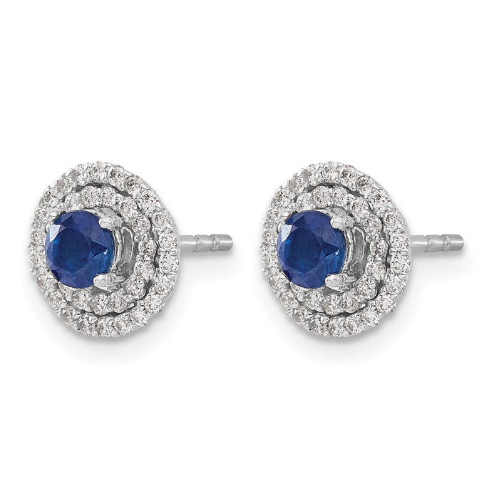 14k White Gold Diamond and Sapphire Stud w/ Jacket Earrings-EM4021-SA-037-WA