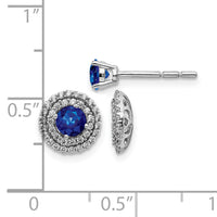 14k White Gold Diamond and Sapphire Stud w/ Jacket Earrings-EM4021-SA-037-WA