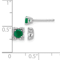 14k White Gold Diamond and Emerald Stud w/ Jacket Earrings-EM4022-EM-010-WA
