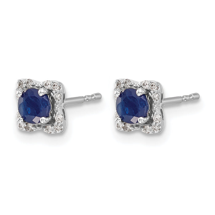 14k White Gold Diamond and Sapphire Stud w/Jacket Earrings-EM4022-SA-010-WA