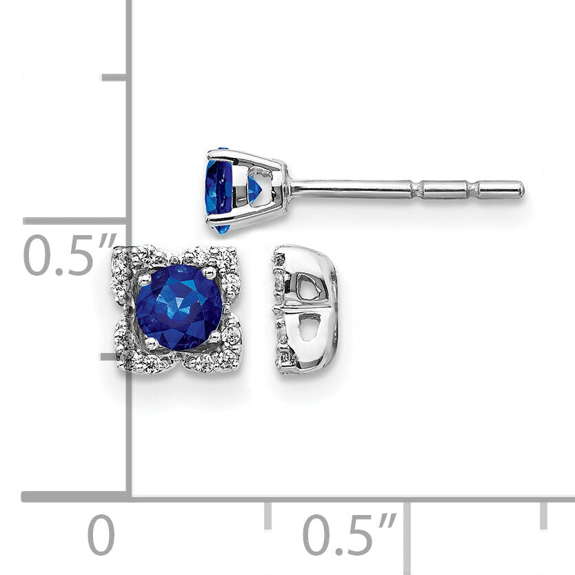 14k White Gold Diamond and Sapphire Stud w/Jacket Earrings-EM4022-SA-010-WA