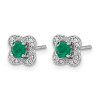 14k White Gold Diamond and Emerald Stud w/ Jacket Earrings-EM4023-EM-008-WA