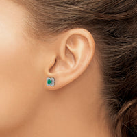 14k White Gold Diamond and Emerald Stud w/ Jacket Earrings-EM4023-EM-008-WA