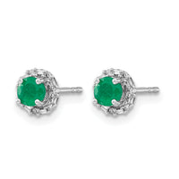 14k White Gold Diamond and Emerald Stud w/ Jacket Earrings-EM4024-EM-007-WA