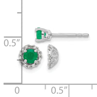 14k White Gold Diamond and Emerald Stud w/ Jacket Earrings-EM4024-EM-007-WA