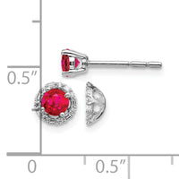 14k White Gold Diamond and Ruby Stud w/ Jacket Earrings-EM4024-RU-007-WA