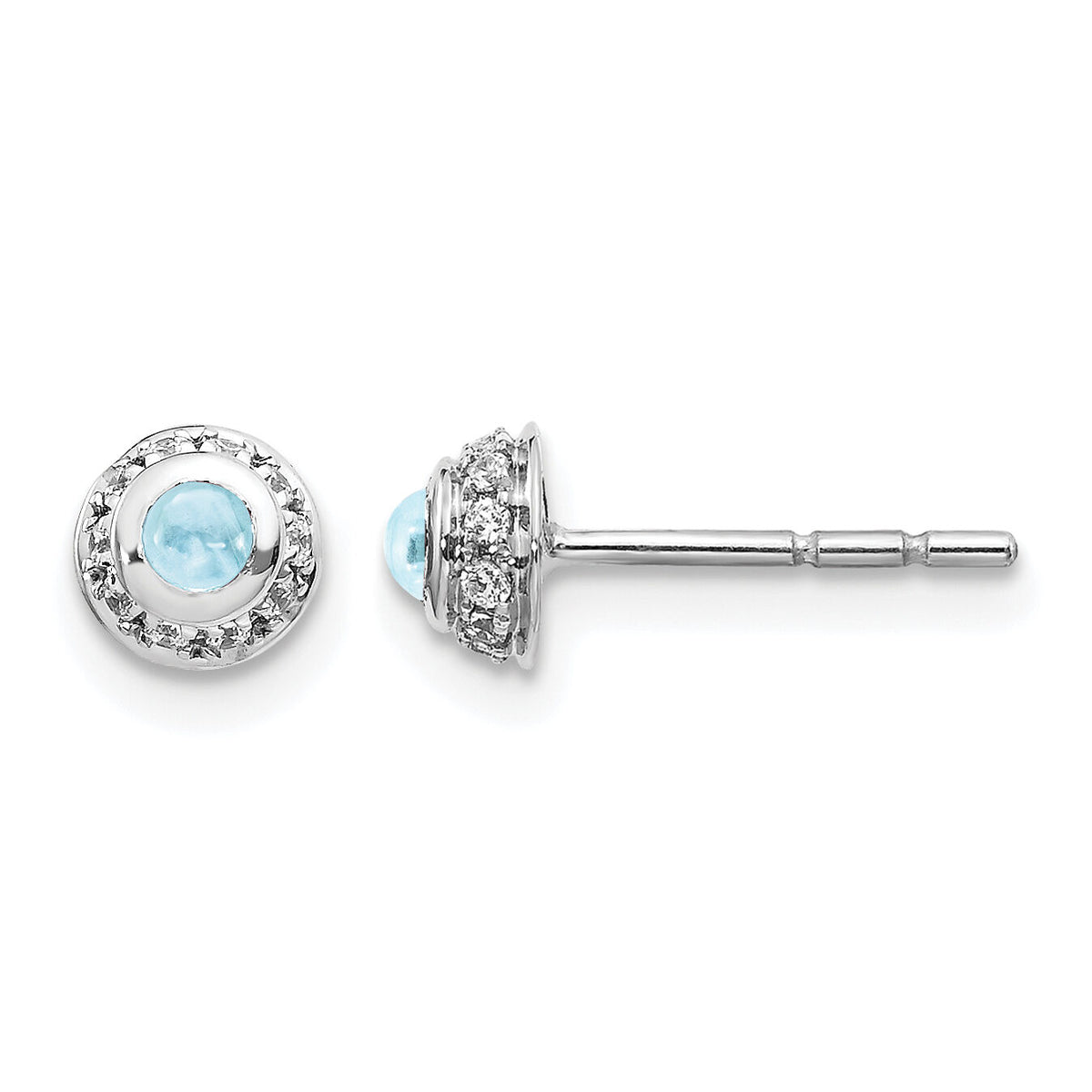 14k White Gold Diamond and Cabochon Aquamarine Earrings-EM4030-AQ-010-WA