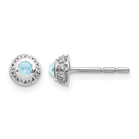 14k White Gold Diamond and Cabochon Aquamarine Earrings-EM4030-AQ-010-WA