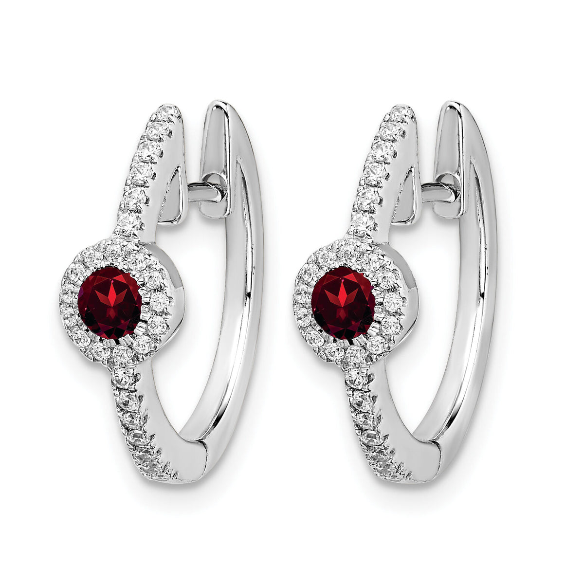 14k White Gold Diamond and Cabochon Garnet Earrings-EM4031-GA-020-WA