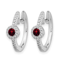 14k White Gold Diamond and Cabochon Garnet Earrings-EM4031-GA-020-WA