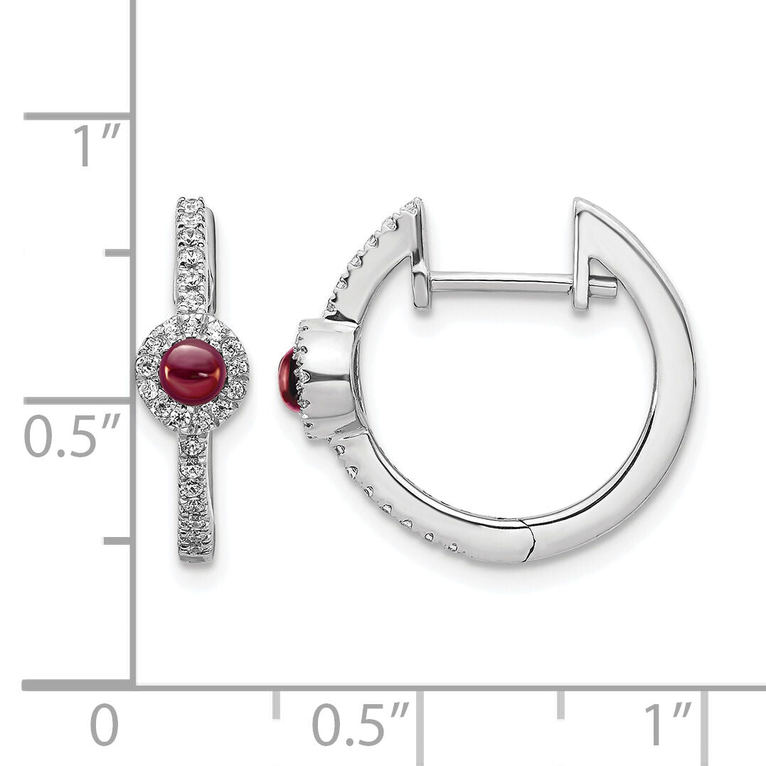 14k White Gold Diamond and Cabochon Garnet Earrings-EM4031-GA-020-WA