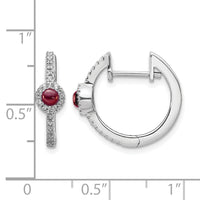 14k White Gold Diamond and Cabochon Garnet Earrings-EM4031-GA-020-WA