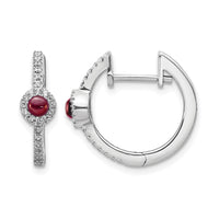 14k White Gold Diamond and Cabochon Garnet Earrings-EM4031-GA-020-WA