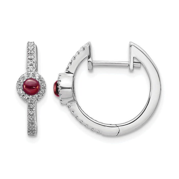 14k White Gold Diamond and Cabochon Garnet Earrings-EM4031-GA-020-WA