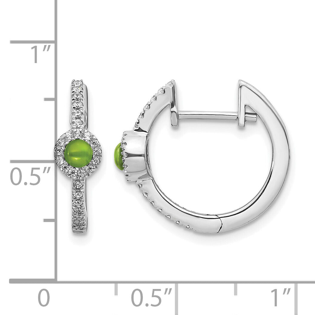 14k White Gold Diamond and Cabochon Peridot Earrings-EM4031-PE-020-WA