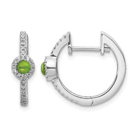 14k White Gold Diamond and Cabochon Peridot Earrings-EM4031-PE-020-WA