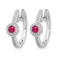 14k White Gold Diamond and Cabochon Ruby Earrings-EM4031-RU-020-WA