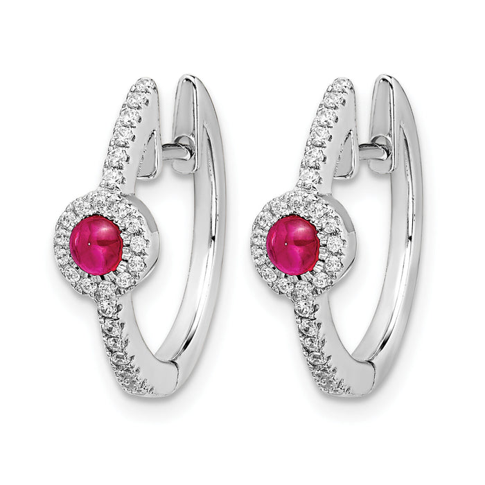 14k White Gold Diamond and Cabochon Ruby Earrings-EM4031-RU-020-WA
