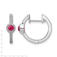 14k White Gold Diamond and Cabochon Ruby Earrings-EM4031-RU-020-WA