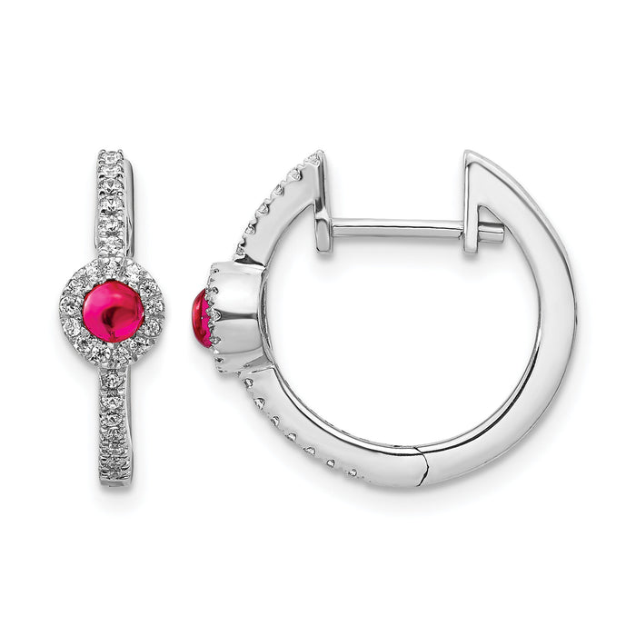 14k White Gold Diamond and Cabochon Ruby Earrings-EM4031-RU-020-WA