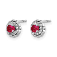 14k White Gold Diamond and Cabochon Ruby Earrings-EM4032-RU-010-WA