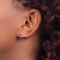 14k White Gold Diamond and Cabochon Ruby Earrings-EM4032-RU-010-WA
