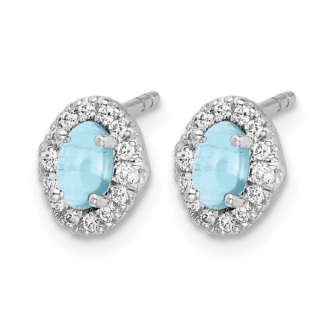 14k White Gold Diamond and Cabochon Aquamarine Earrings-EM4035-AQ-016-WA