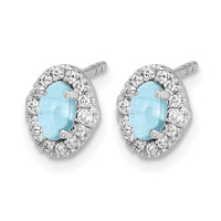 14k White Gold Diamond and Cabochon Aquamarine Earrings-EM4035-AQ-016-WA