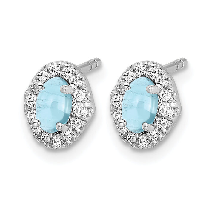 14k White Gold Diamond and Cabochon Aquamarine Earrings-EM4035-AQ-016-WA