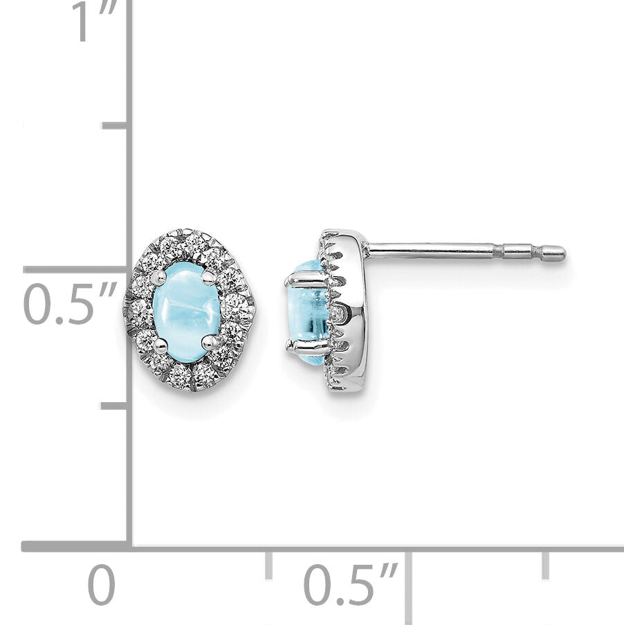 14k White Gold Diamond and Cabochon Aquamarine Earrings-EM4035-AQ-016-WA