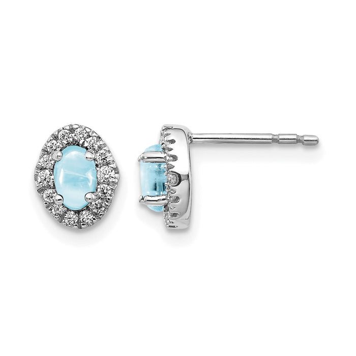 14k White Gold Diamond and Cabochon Aquamarine Earrings-EM4035-AQ-016-WA