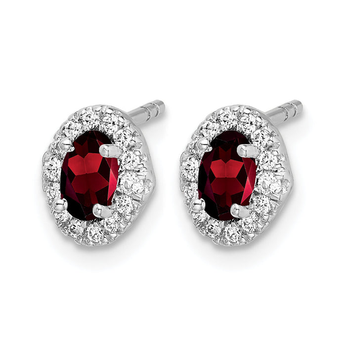 14k White Gold Diamond and Cabochon Garnet Earrings-EM4035-GA-016-WA
