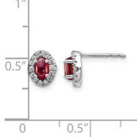 14k White Gold Diamond and Cabochon Garnet Earrings-EM4035-GA-016-WA