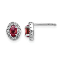 14k White Gold Diamond and Cabochon Garnet Earrings-EM4035-GA-016-WA