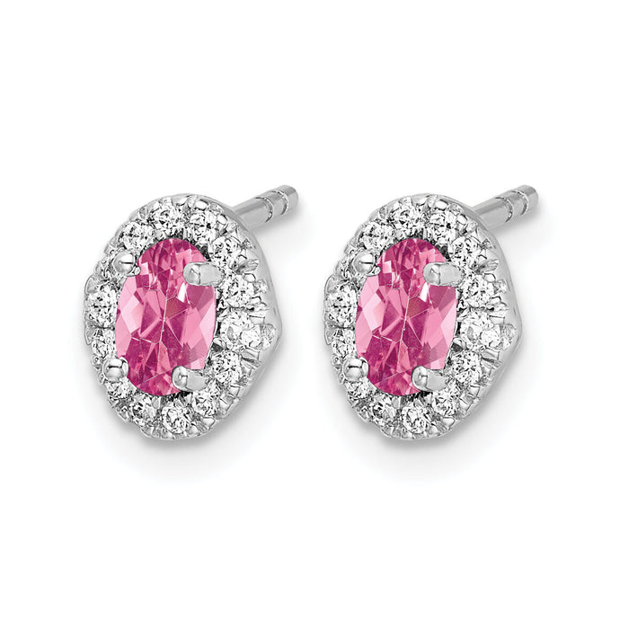 14k White Gold Diamond and Cabochon Pink Tourmaline Earrings-EM4035-PT-016-WA