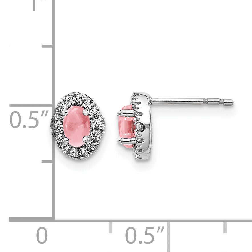 14k White Gold Diamond and Cabochon Pink Tourmaline Earrings-EM4035-PT-016-WA