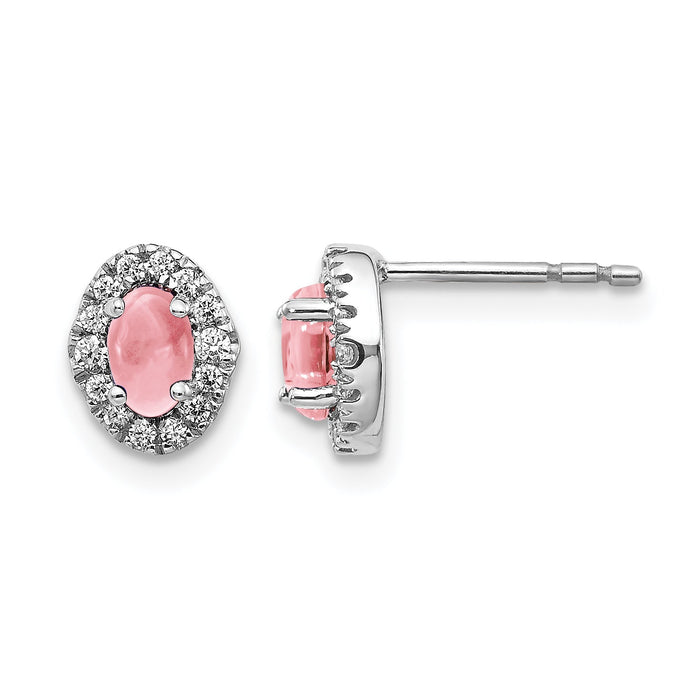 14k White Gold Diamond and Cabochon Pink Tourmaline Earrings-EM4035-PT-016-WA