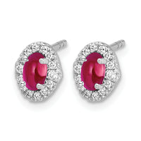14k White Gold Diamond and Cabochon Ruby Earrings-EM4035-RU-016-WA