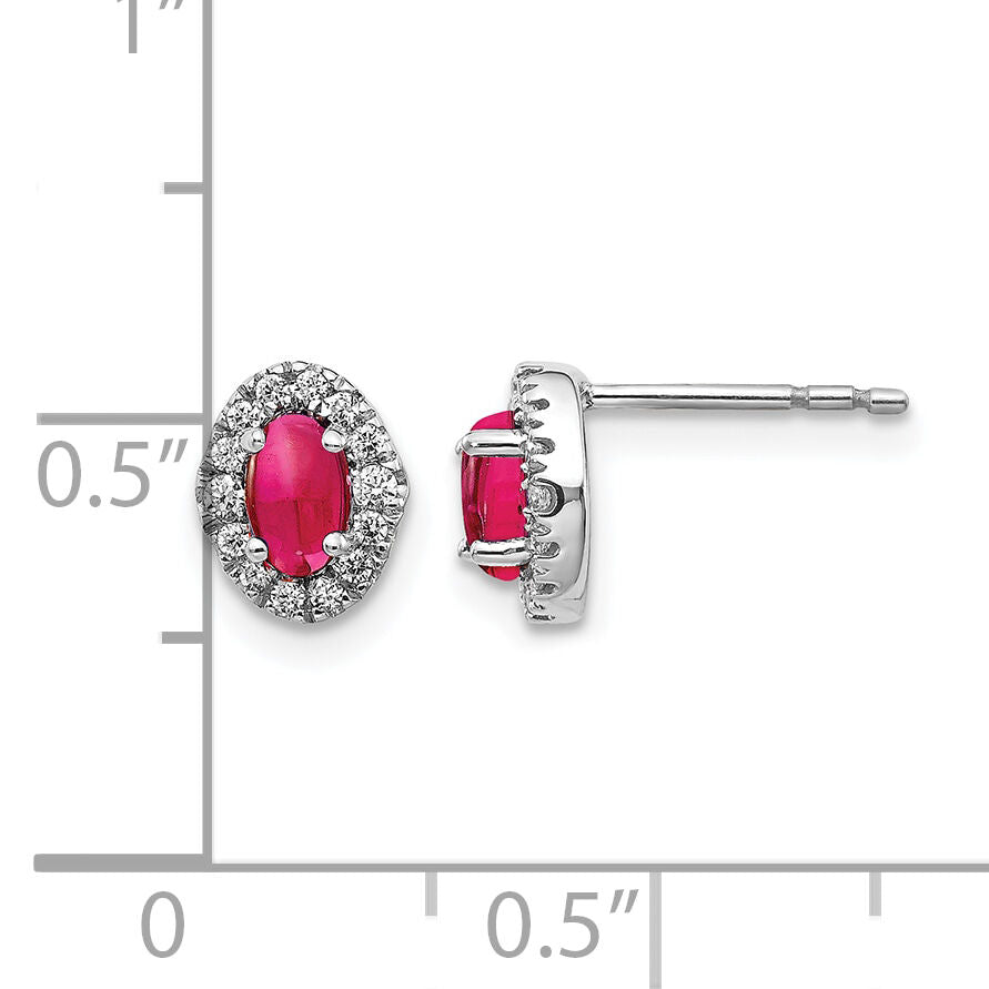 14k White Gold Diamond and Cabochon Ruby Earrings-EM4035-RU-016-WA