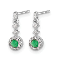 14k White Gold Diamond and Cabochon Emerald Earrings-EM4037-EM-016-WA