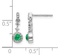 14k White Gold Diamond and Cabochon Emerald Earrings-EM4037-EM-016-WA