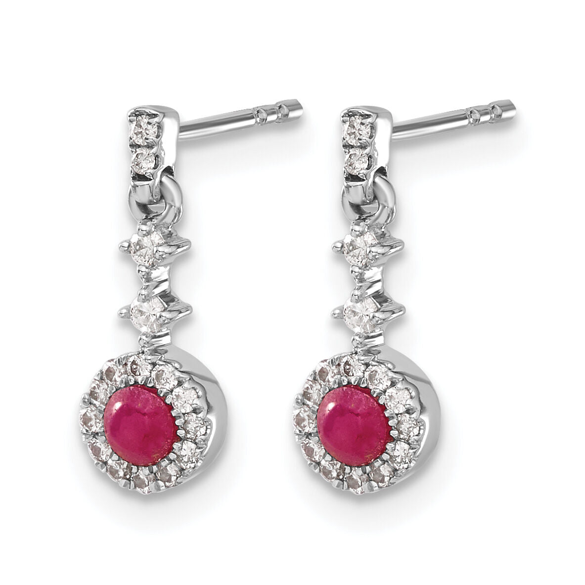 14k White Gold Diamond and Cabochon Ruby Earrings-EM4037-RU-016-WA