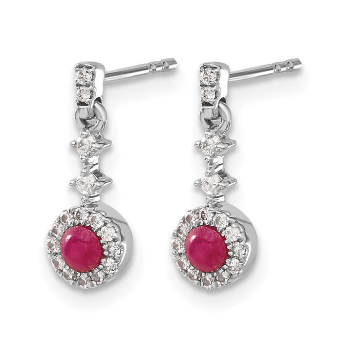 14k White Gold Diamond and Cabochon Ruby Earrings-EM4037-RU-016-WA