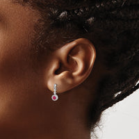 14k White Gold Diamond and Cabochon Ruby Earrings-EM4037-RU-016-WA