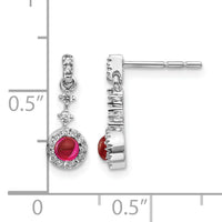 14k White Gold Diamond and Cabochon Ruby Earrings-EM4037-RU-016-WA