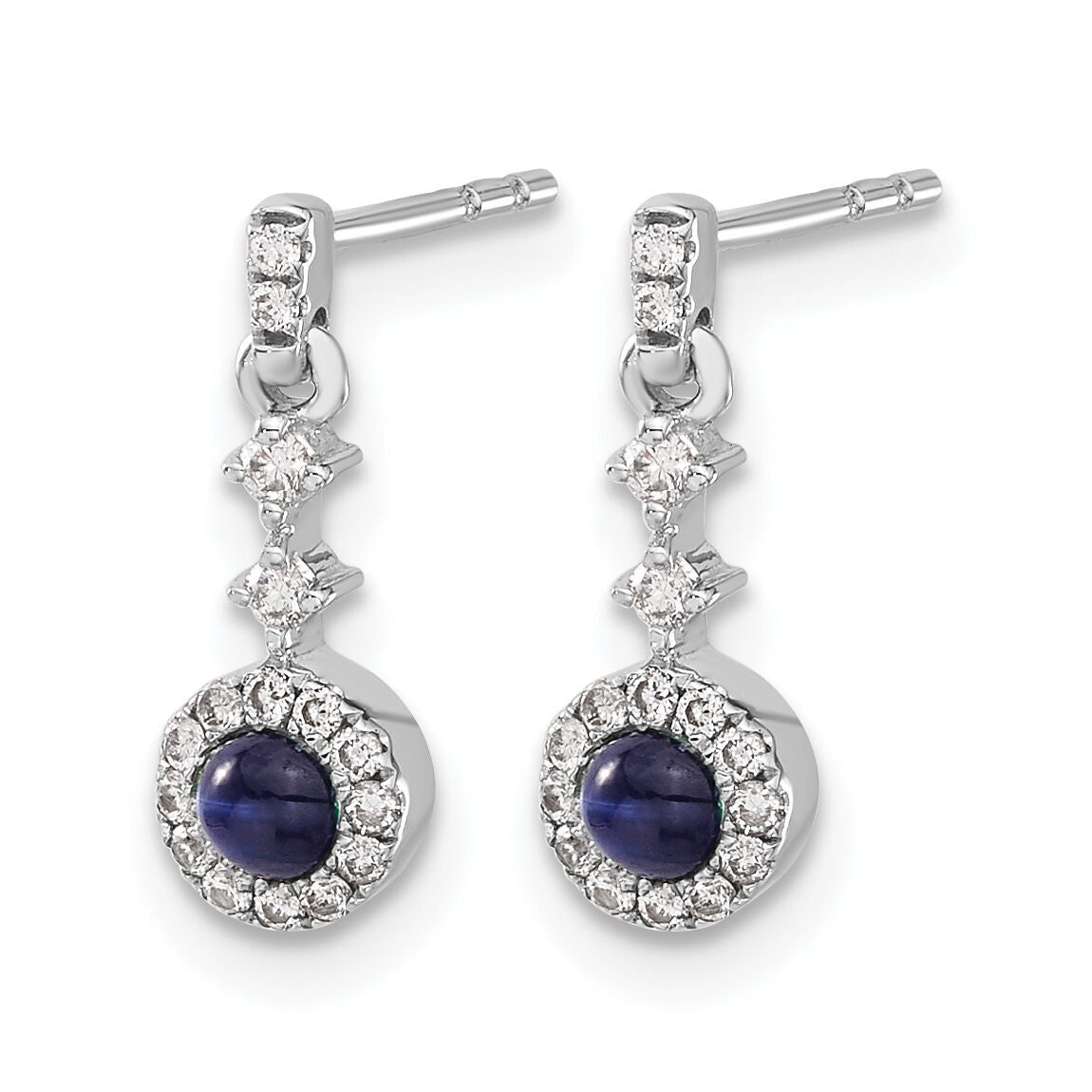 14k White Gold Diamond and Cabochon Sapphire Earrings-EM4037-SA-016-WA