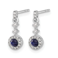 14k White Gold Diamond and Cabochon Sapphire Earrings-EM4037-SA-016-WA