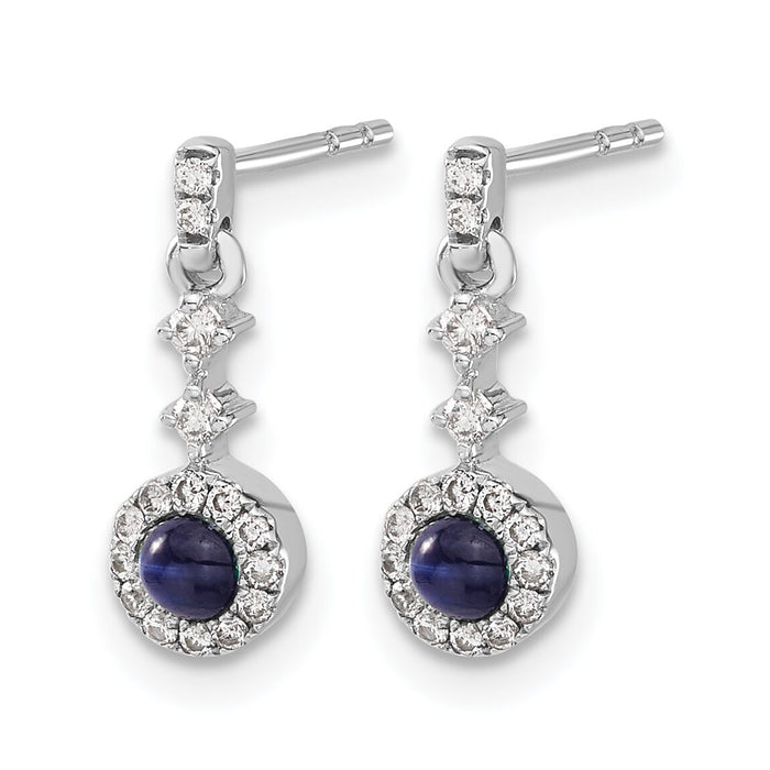 14k White Gold Diamond and Cabochon Sapphire Earrings-EM4037-SA-016-WA