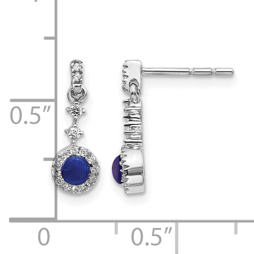 14k White Gold Diamond and Cabochon Sapphire Earrings-EM4037-SA-016-WA